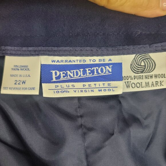 1997 Deadstock Pendleton Plus Petite 100% Wool Skirt 22W Navy Blue Lined USA - Picture 2 of 7